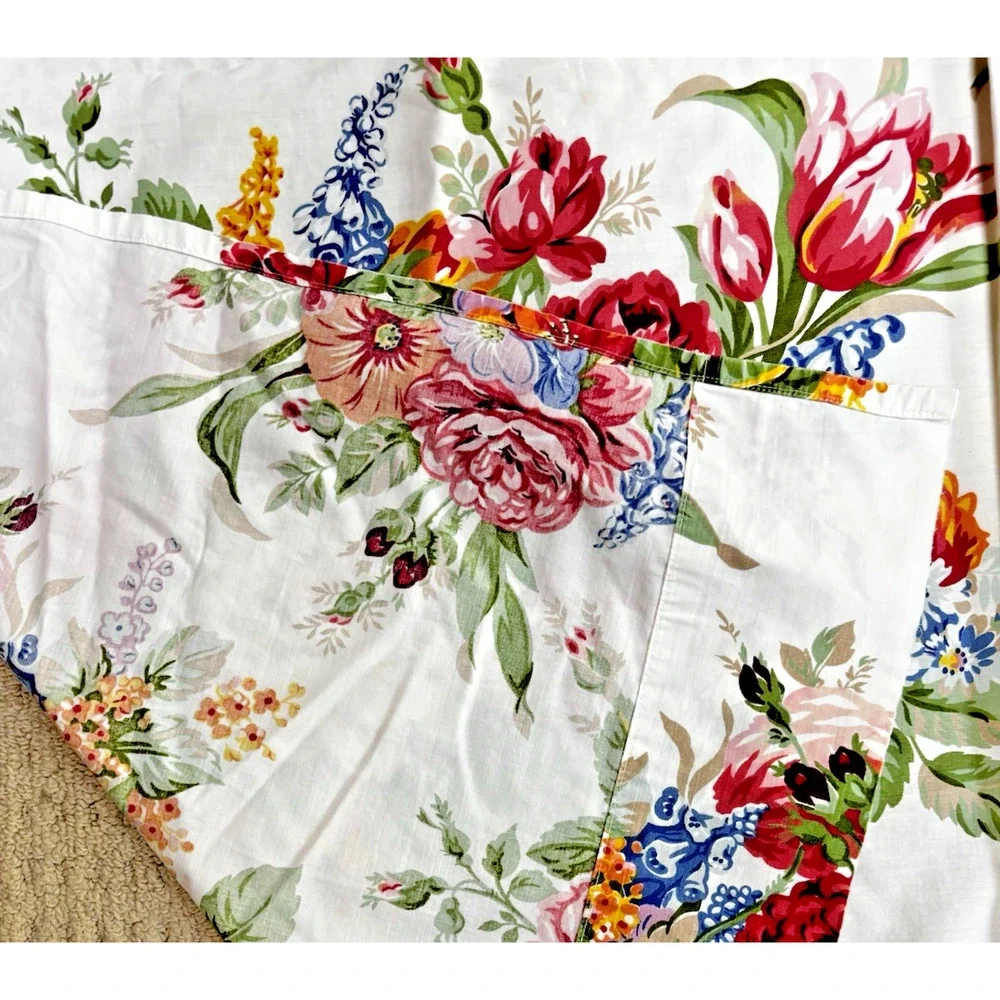 Ralph Lauren Melissa Floral King Size Flat Sheet Cottage Chic Farmhouse Estate